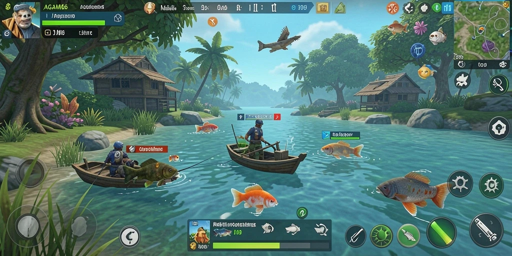 Screenshot gameplay AGAM66 menunjukkan aksi memancing yang seru.
