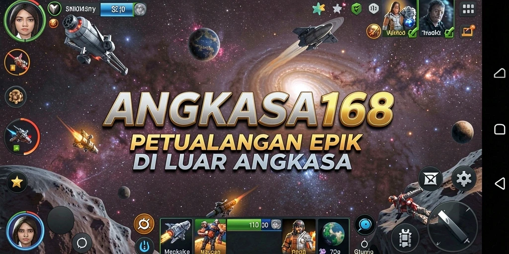 Tampilan menakjubkan dari gameplay epic ANGKASA168 di luar angkasa.