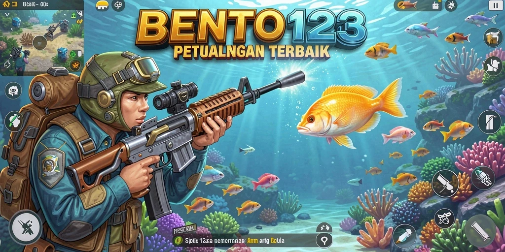Gameplay seru BENTO123 dengan menembak ikan yang beragam.