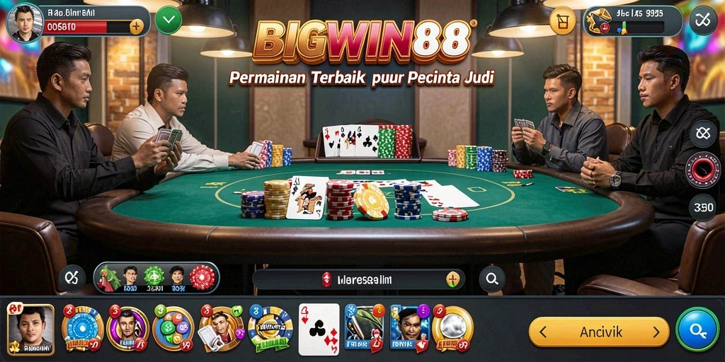Tangkapan layar dari gameplay Poker yang mendebarkan di BIGWIN88.