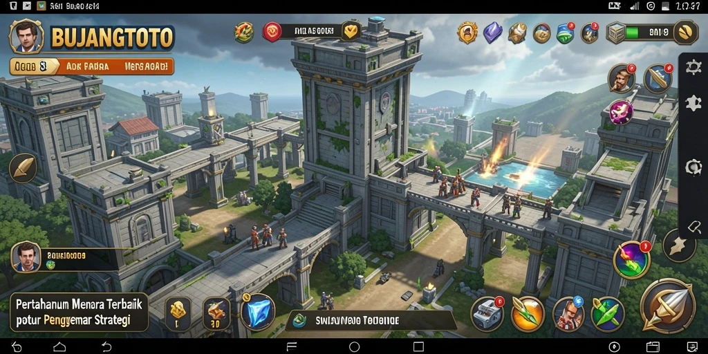 Tangkapan layar BUJANGTOTO menunjukkan aksi menegangkan di medan perang Tower Defense.