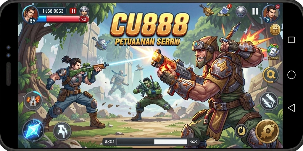 Tampilan mendebarkan dari gameplay Action CU888 yang seru.