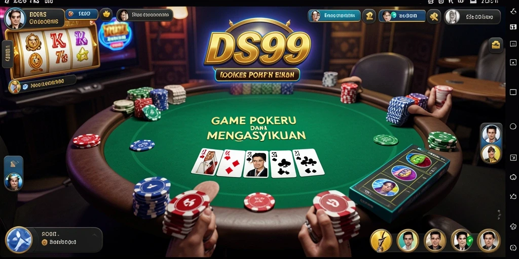 Screenshot gameplay DS99 menunjukkan suasana meja poker yang mendebarkan.