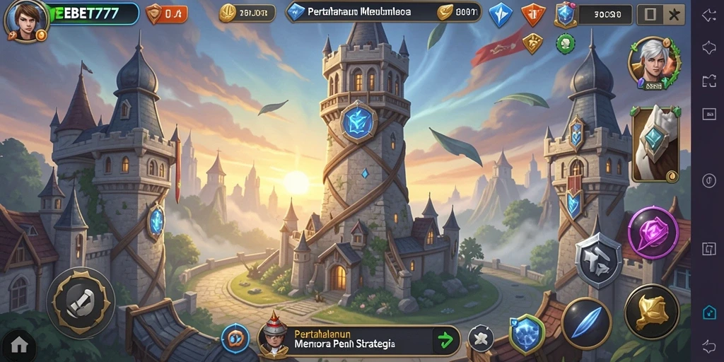 Tangkapan layar gameplay EBET777 menampilkan aksi pertahanan menara yang mendebarkan.