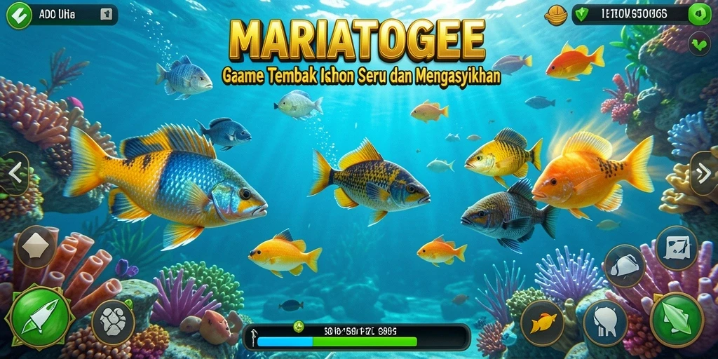 Tampilan gameplay seru di MARIATOGEL saat menangkap ikan besar.