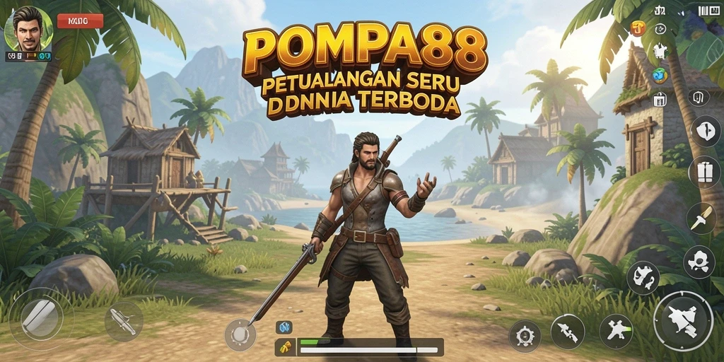 Tangkapan layar POMPA88 menunjukkan petualangan seru di dunia terbuka.