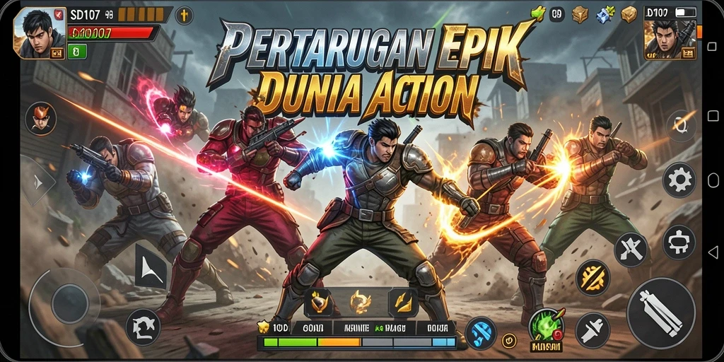 Gameplay <strong>SD107</strong> menampilkan pertarungan seru dengan efek visual yang memukau.