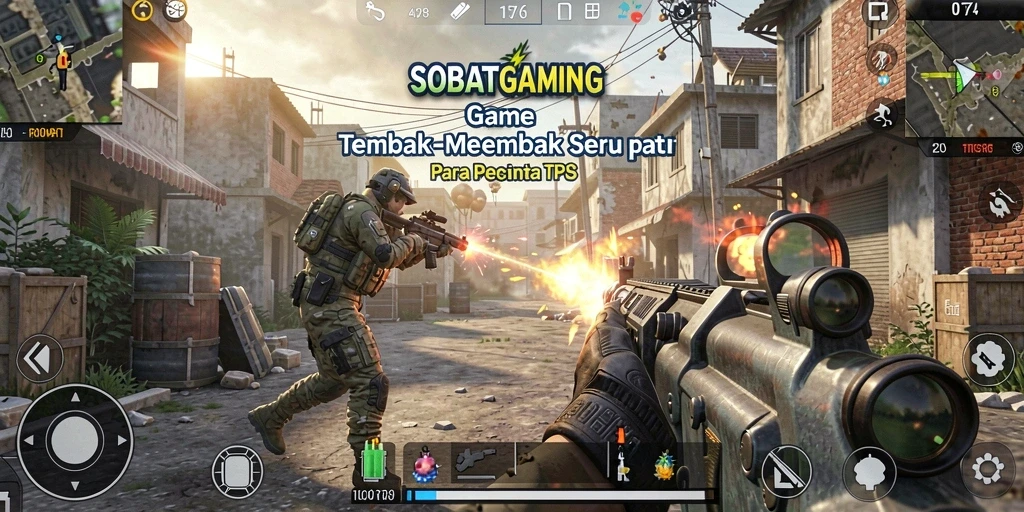 Screenshot gameplay SOBATGAMING yang menampilkan aksi tembak-menembak yang seru.
